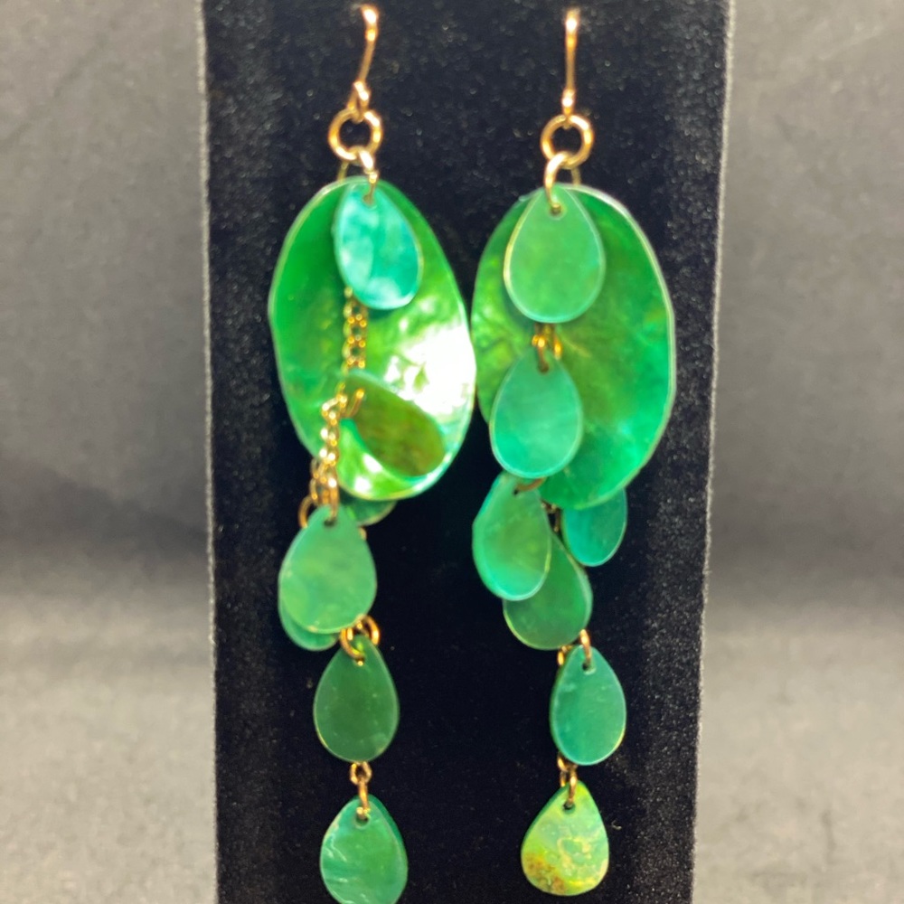 Green Enamel Earrings